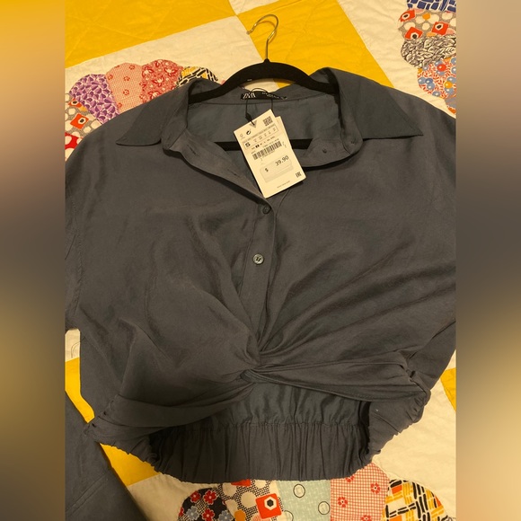 Zara collared button up crop top - Picture 5 of 9